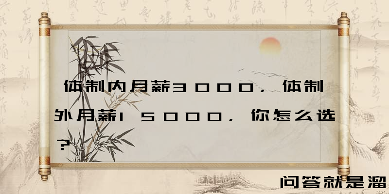 体制内月薪3000，体制外月薪15000，你怎么选？