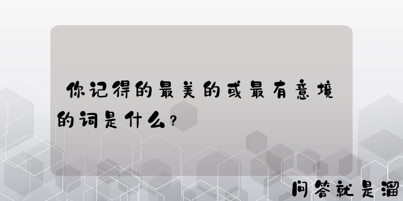 你记得的最美的或最有意境的词是什么？