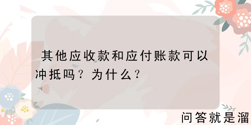 其他应收款和应付账款可以冲抵吗？为什么？