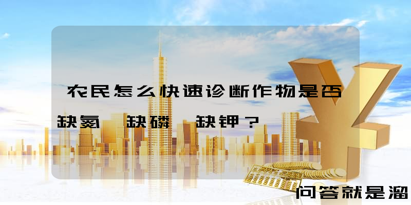 农民怎么快速诊断作物是否缺氮、缺磷、缺钾？