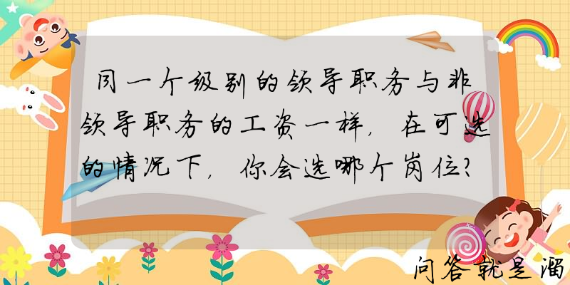 同一个级别的领导职务与非领导职务的工资一样，在可选的情况下，你会选哪个岗位？