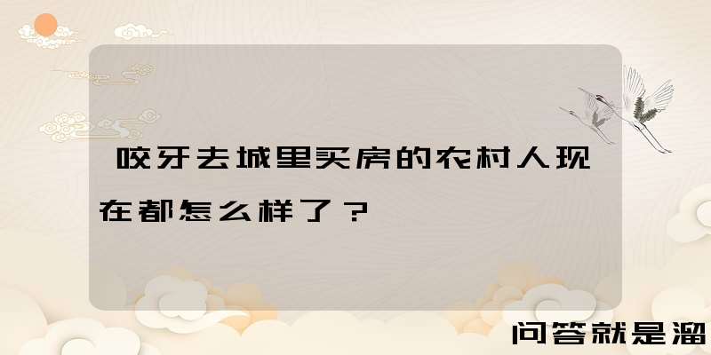 咬牙去城里买房的农村人现在都怎么样了？