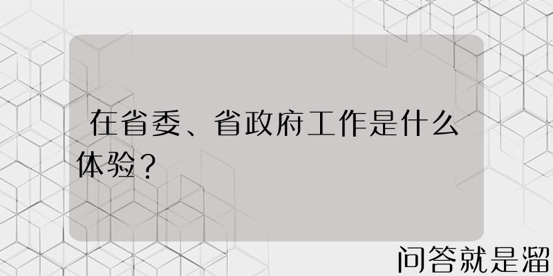 在省委、省政府工作是什么体验？