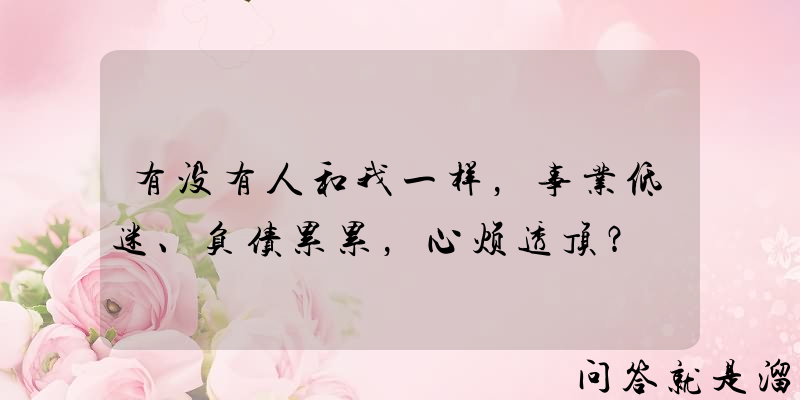 有没有人和我一样，事业低迷、负债累累，心烦透顶？