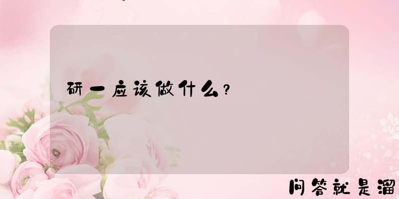 研一应该做什么？