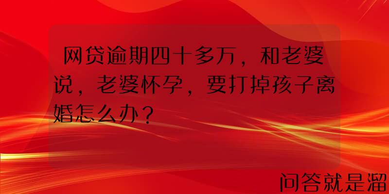 网贷逾期四十多万，和老婆说，老婆怀孕，要打掉孩子离婚怎么办？