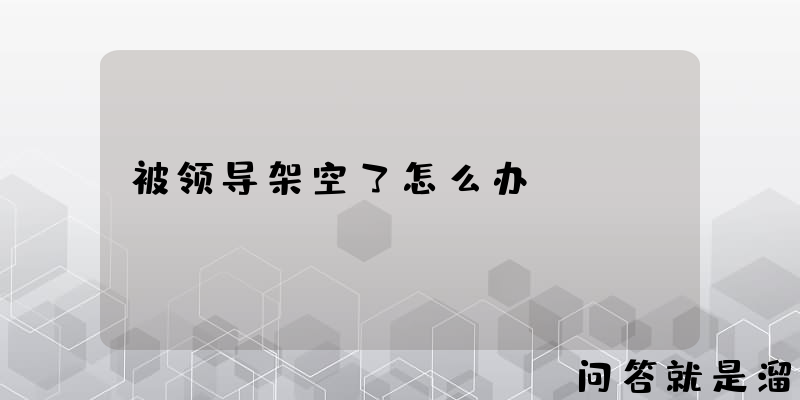 被领导架空了怎么办？