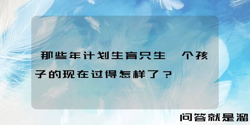 那些年计划生育只生一个孩子的现在过得怎样了？